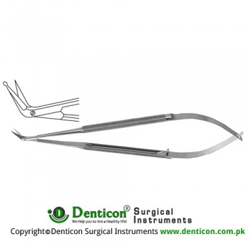 Micro Vascular Scissors Round Handle - Delicate Blades - Angled 60° Stainless Steel, 16.5 cm - 6 1/2"